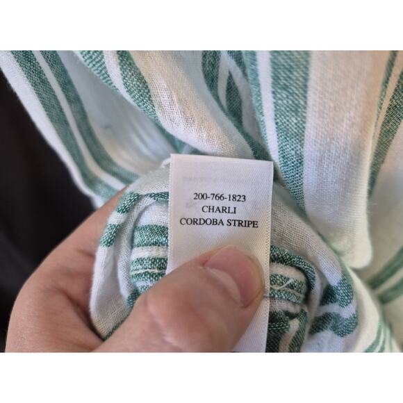 Rails Charli Cordoba Stripe Button Down White Green Linen Blend Top XXL - Picture 12 of 12